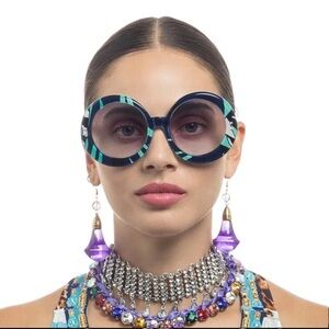 CAMILLA “Editor in Chief” xl oversized oval Vividly Venice marbled sunglasses